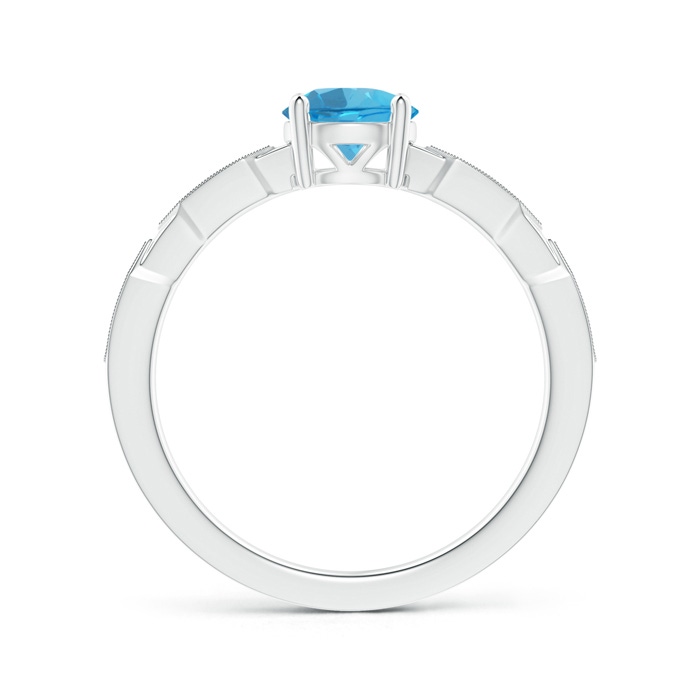 6mm AAA Classic Round Swiss Blue Topaz Solitaire Ring with Diamonds in White Gold product image