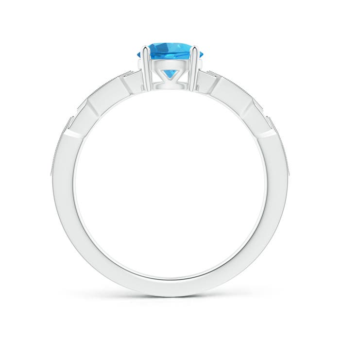 AAAA - Swiss Blue Topaz / 1.02 CT / 14 KT White Gold