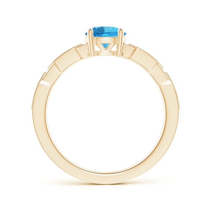6mm AAAA Classic Round Swiss Blue Topaz Solitaire Ring with Diamonds in Yellow Gold Product Image
