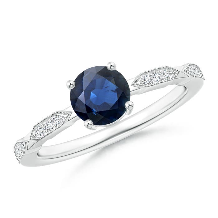 AA - Blue Sapphire / 1.07 CT / 14 KT White Gold