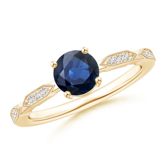 AA - Blue Sapphire / 1.07 CT / 14 KT Yellow Gold