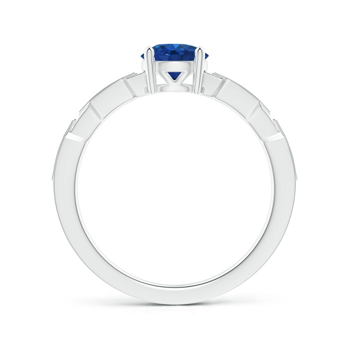 6mm AAA Classic Round Sapphire Solitaire Ring with Diamond Accents in White Gold Side-1