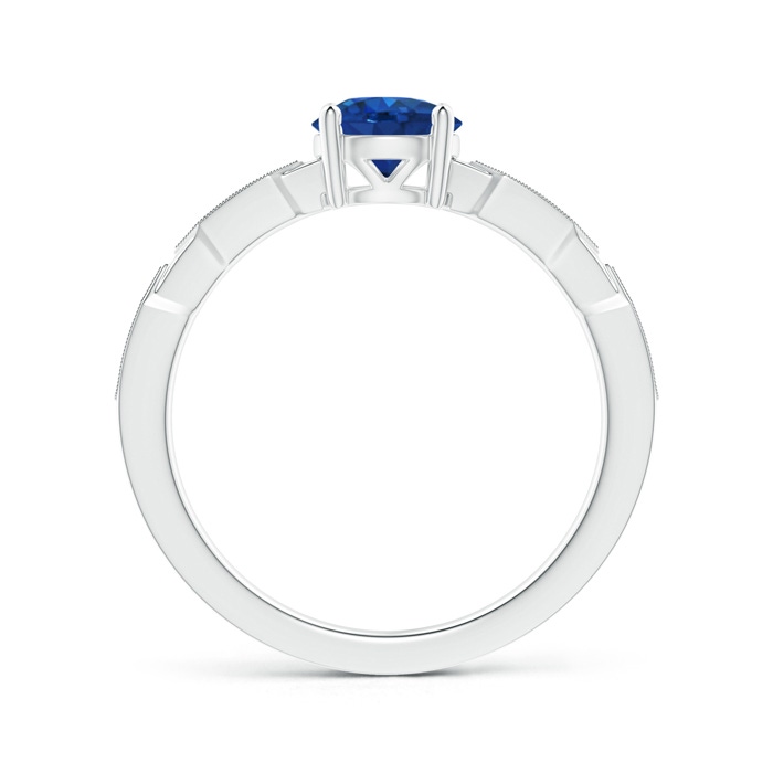 6mm AAA Classic Round Sapphire Solitaire Ring with Diamond Accents in White Gold side-1