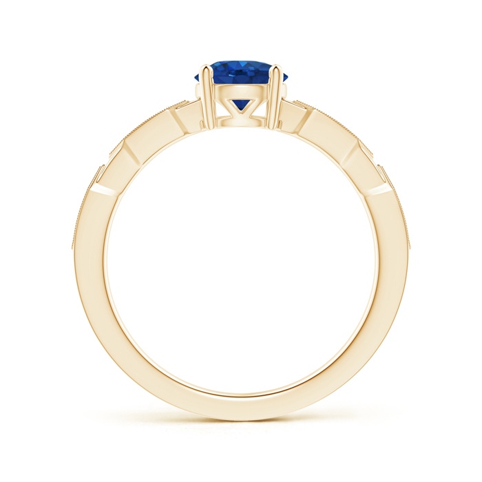 6mm AAA Classic Round Sapphire Solitaire Ring with Diamond Accents in Yellow Gold Side-1