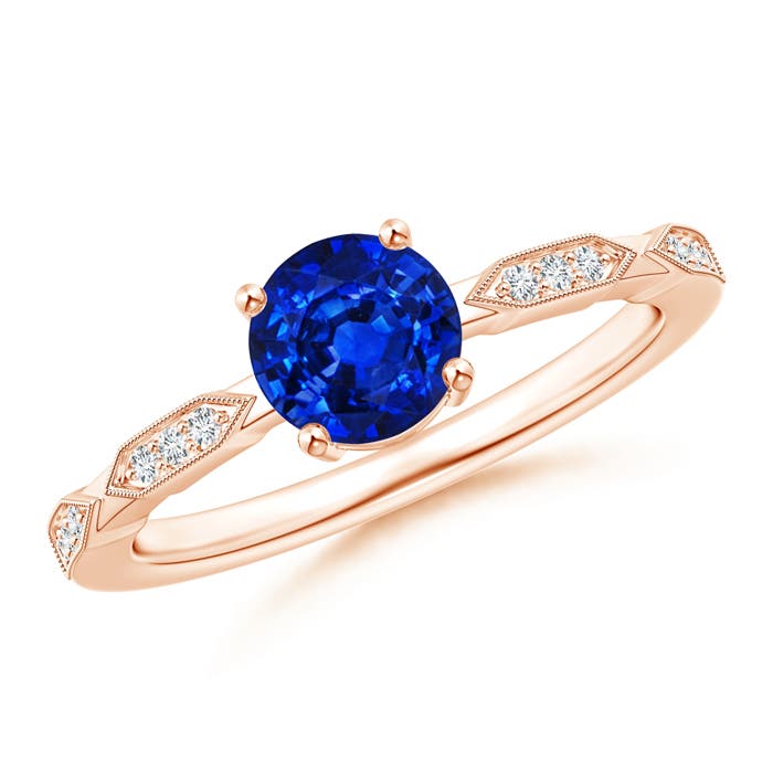 AAAA - Blue Sapphire / 1.07 CT / 14 KT Rose Gold