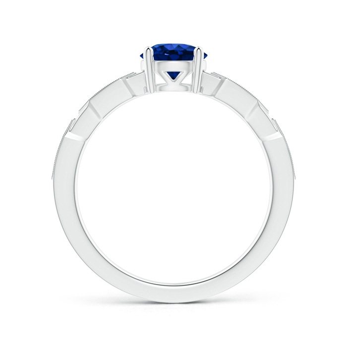 6mm Lab-Grown Classic Round Sapphire Solitaire Ring with Diamond Accents in White Gold side-1