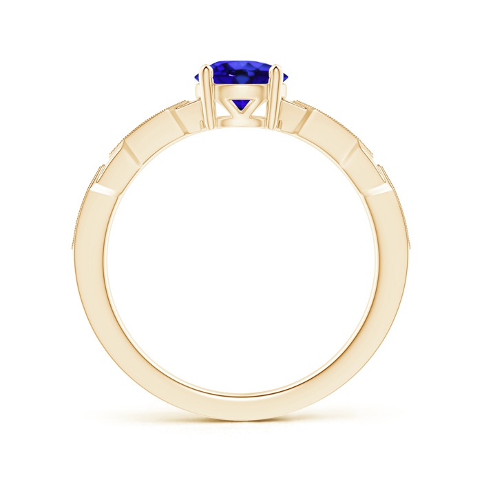 6mm AAA Classic Round Tanzanite Solitaire Ring with Diamond Accents in 9K Yellow Gold Product Image