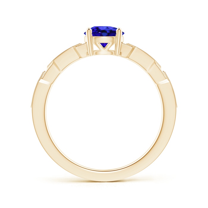 6mm AAA Classic Round Tanzanite Solitaire Ring with Diamond Accents in 9K Yellow Gold product image