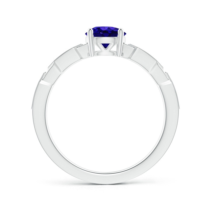 6mm AAAA Classic Round Tanzanite Solitaire Ring with Diamond Accents in White Gold Product Image