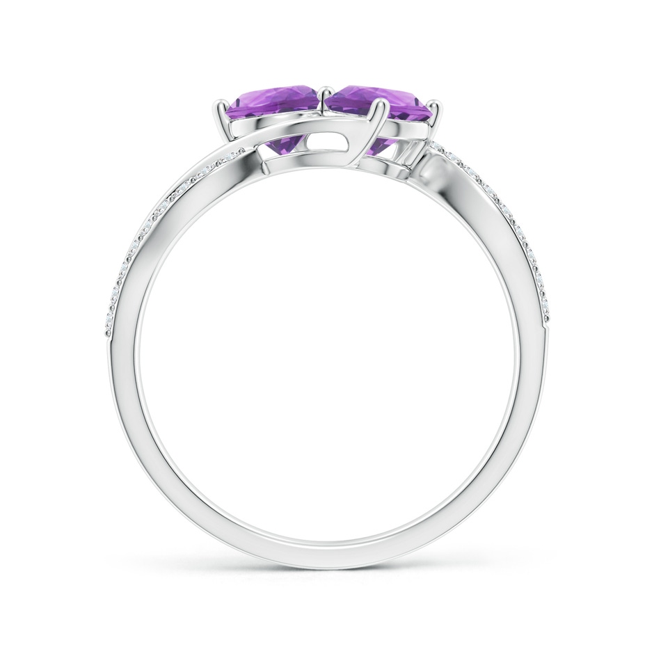 5mm A Round Amethyst Two Stone Bypass Ring with Diamonds in S999 Silver side-1