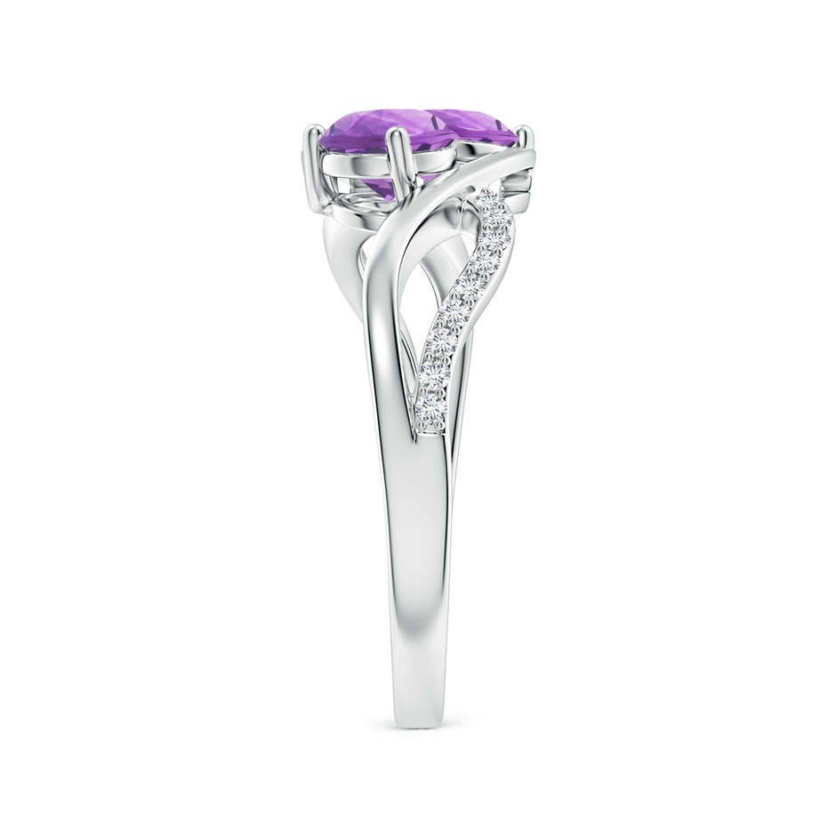 5mm A Round Amethyst Two Stone Bypass Ring with Diamonds in S999 Silver side-2