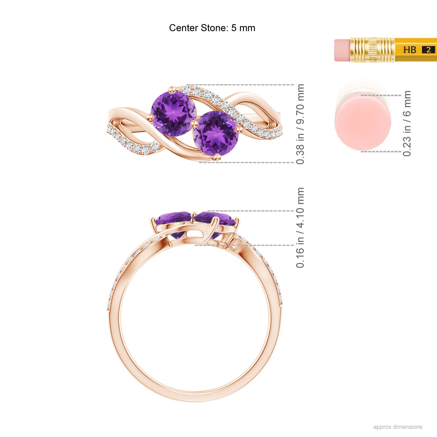 AAA - Amethyst / 1.04 CT / 14 KT Rose Gold