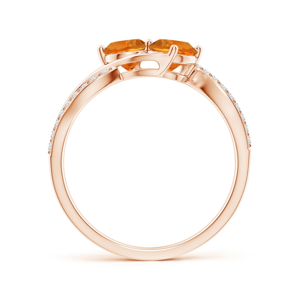 5mm AAAA Round Citrine Two Stone Bypass Ring with Diamonds in Rose Gold - side_1