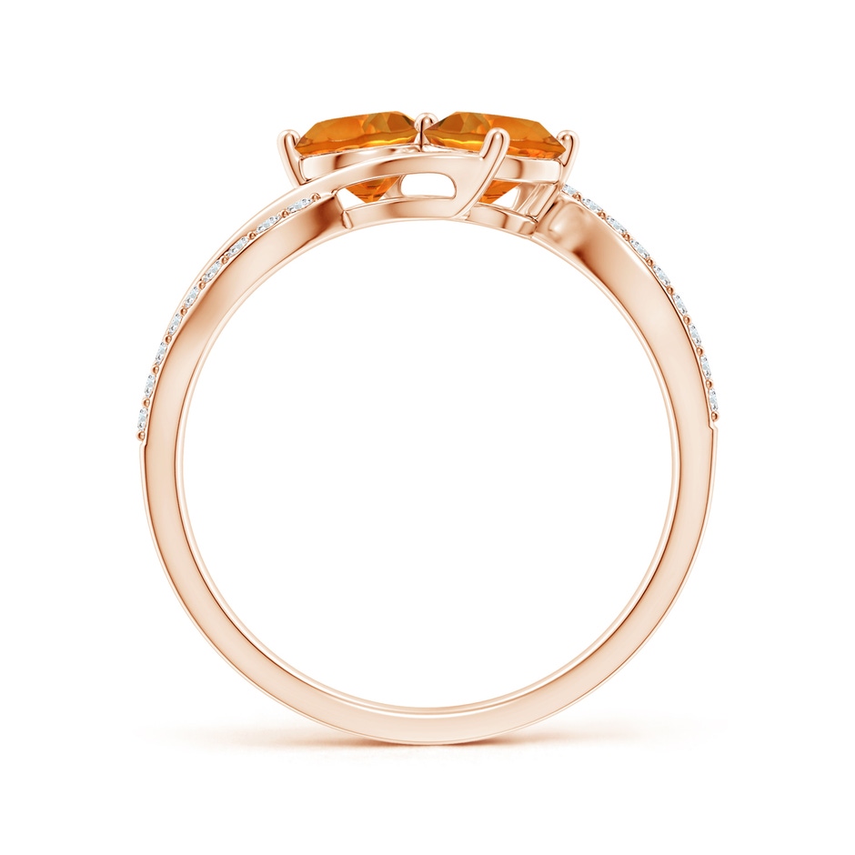 5mm AAAA Round Citrine Two Stone Bypass Ring with Diamonds in Rose Gold side-1