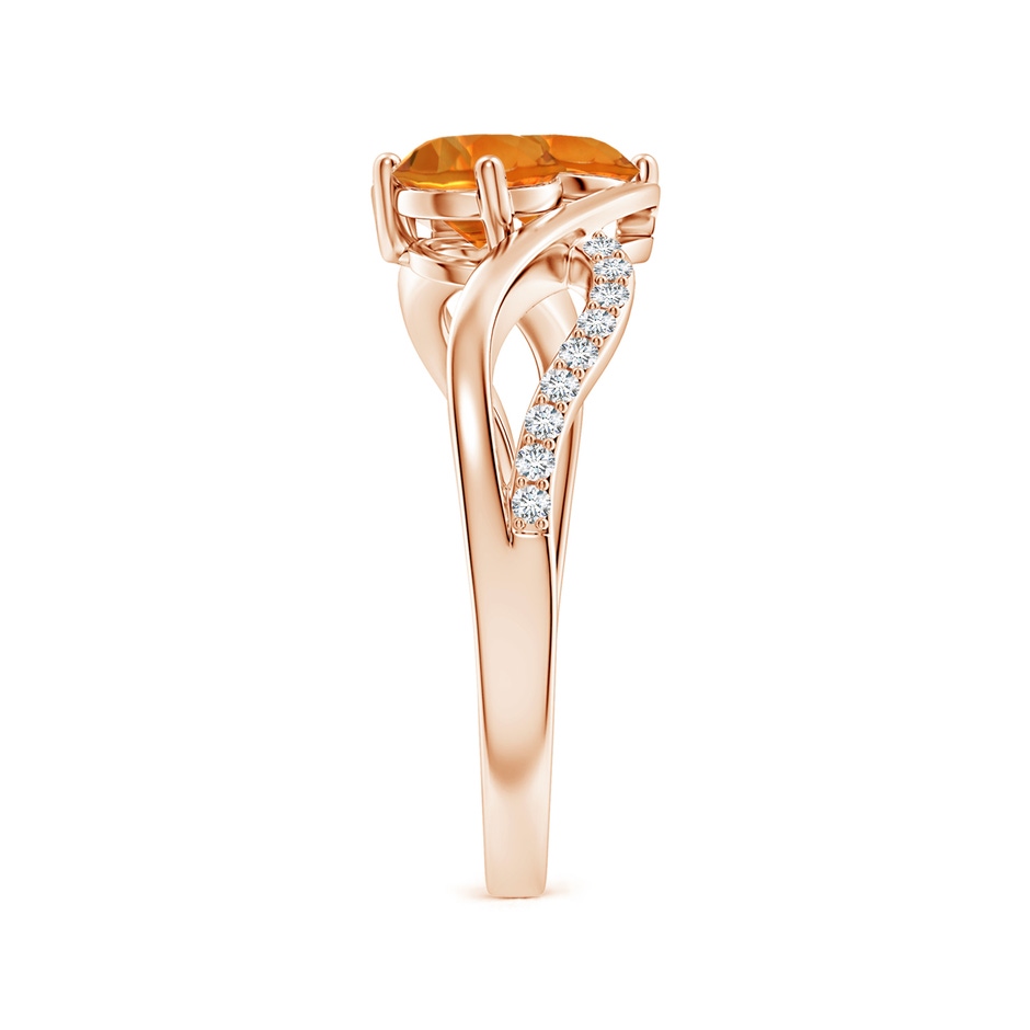 5mm AAAA Round Citrine Two Stone Bypass Ring with Diamonds in Rose Gold side-2
