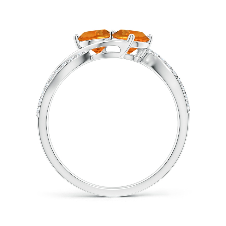 5mm AAAA Round Citrine Two Stone Bypass Ring with Diamonds in S999 Silver side-1