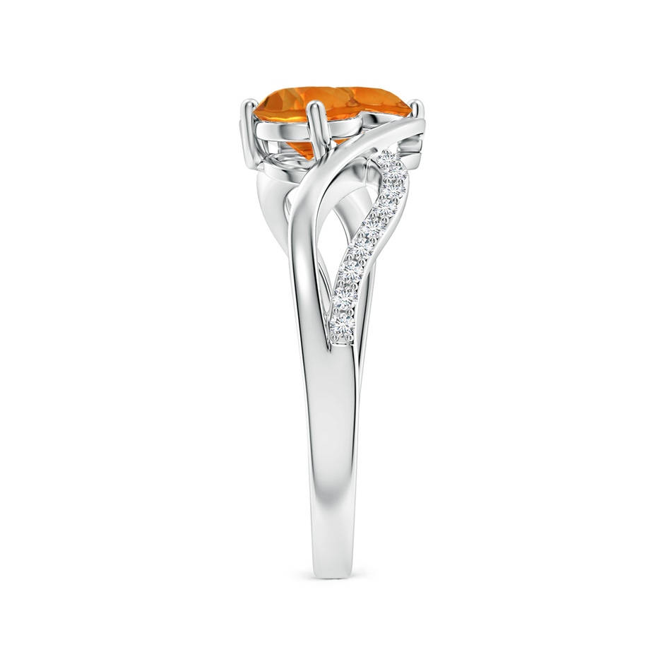 5mm AAAA Round Citrine Two Stone Bypass Ring with Diamonds in S999 Silver side-2
