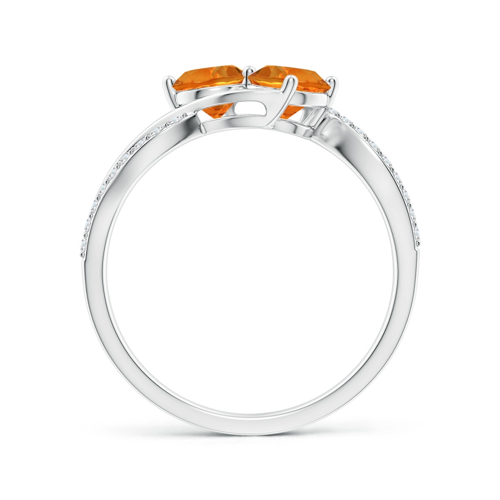 5mm AAAA Round Citrine Two Stone Bypass Ring with Diamonds in White Gold - side_1