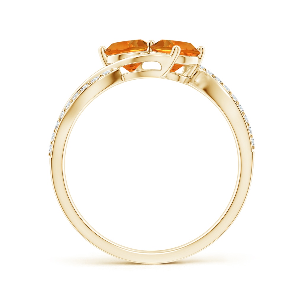 5mm AAAA Round Citrine Two Stone Bypass Ring with Diamonds in Yellow Gold Side-1