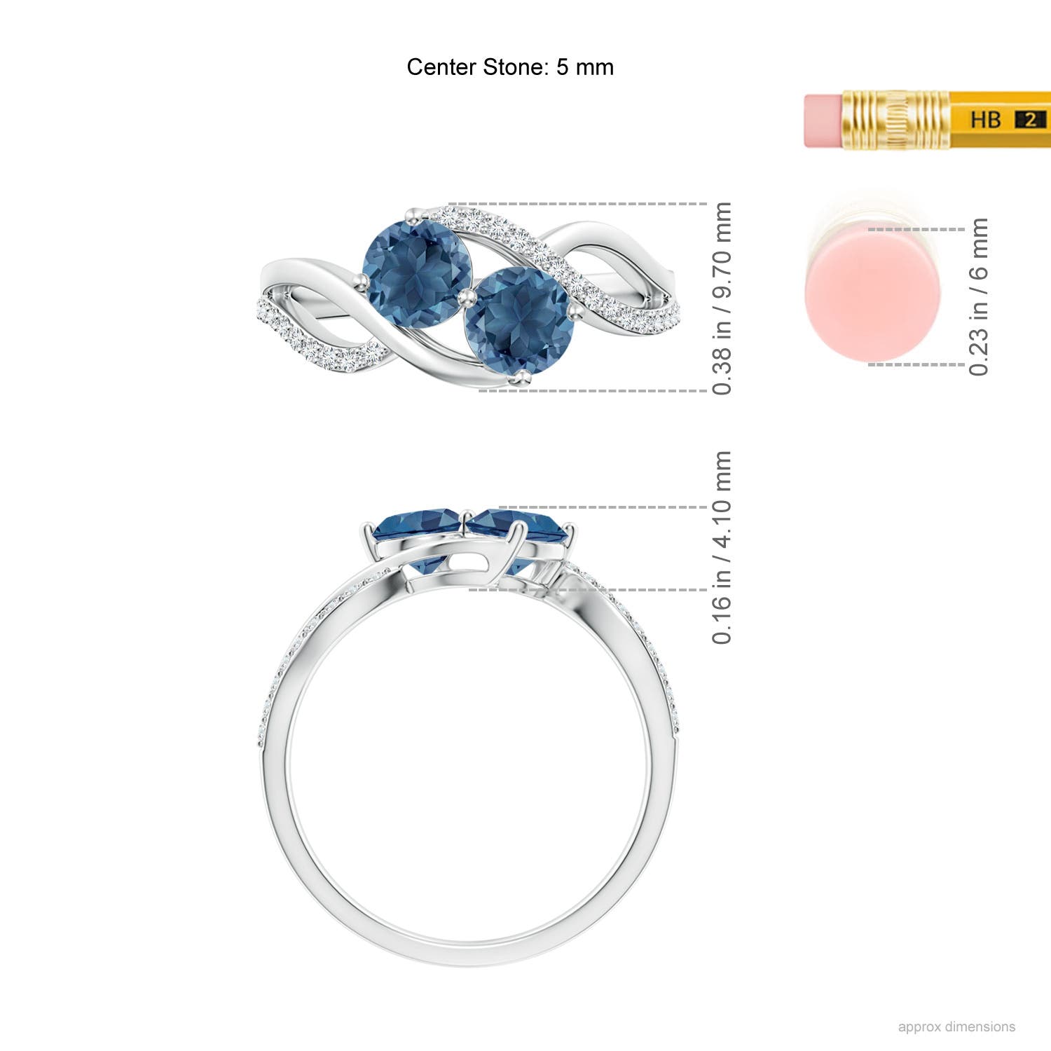 A - London Blue Topaz / 1.34 CT / 14 KT White Gold