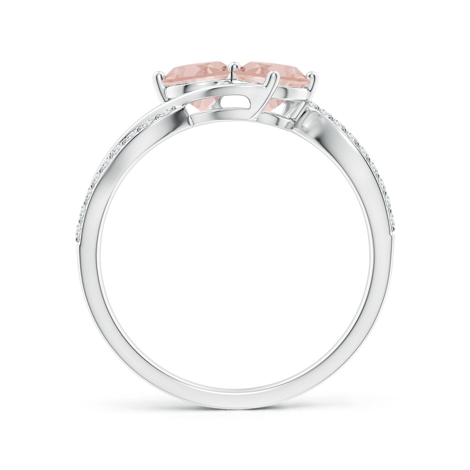 5mm AAA Round Morganite Two Stone Bypass Ring with Diamonds in White Gold side-1