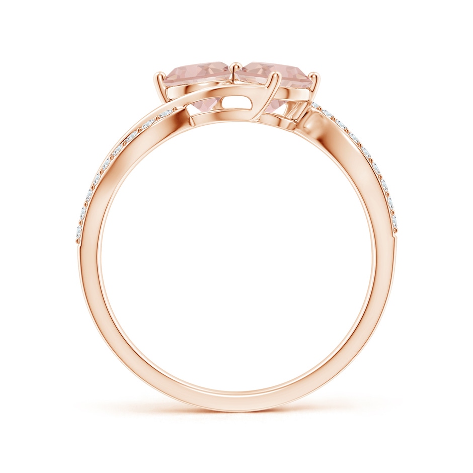 5mm AAAA Round Morganite Two Stone Bypass Ring with Diamonds in Rose Gold side-1