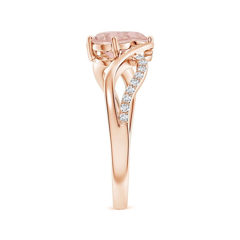 5mm AAAA Round Morganite Two Stone Bypass Ring with Diamonds in Rose Gold side-2