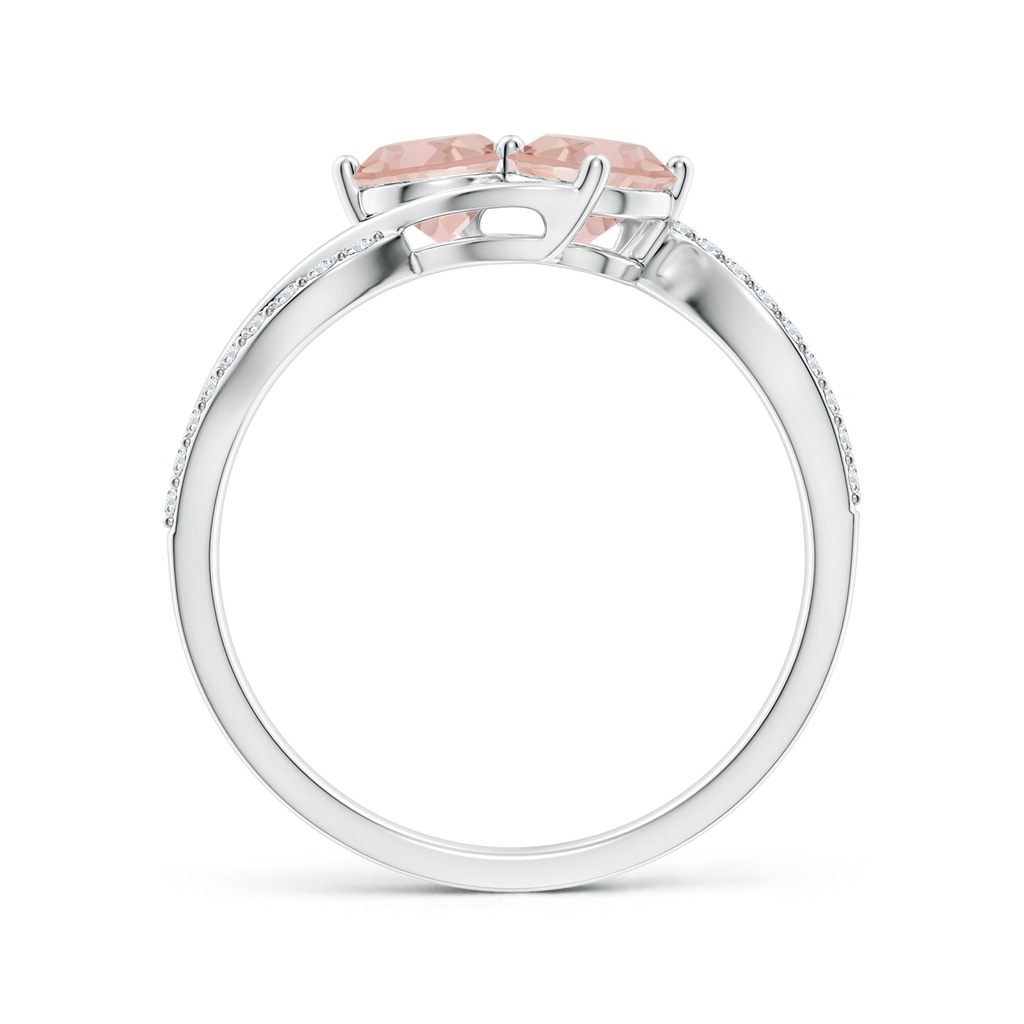 5mm AAAA Round Morganite Two Stone Bypass Ring with Diamonds in S999 Silver - side_1