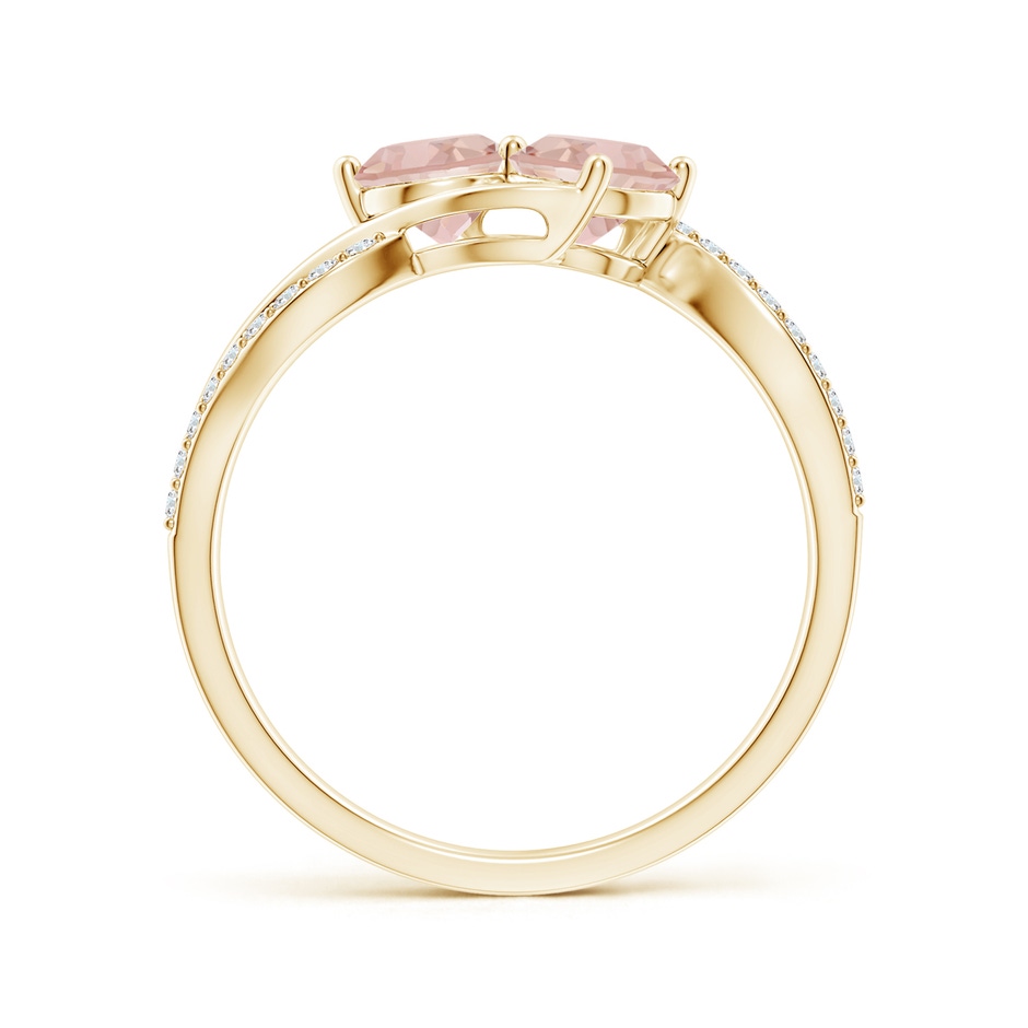 5mm AAAA Round Morganite Two Stone Bypass Ring with Diamonds in Yellow Gold side-1