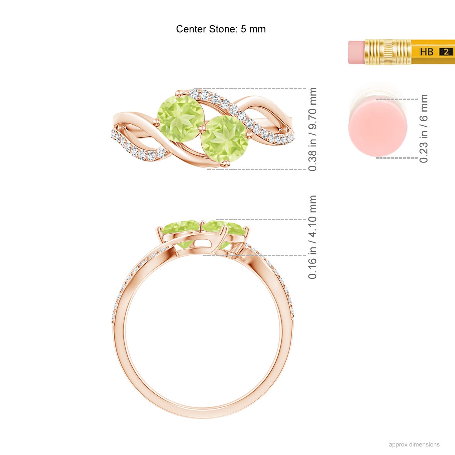 A - Peridot / 1.24 CT / 14 KT Rose Gold