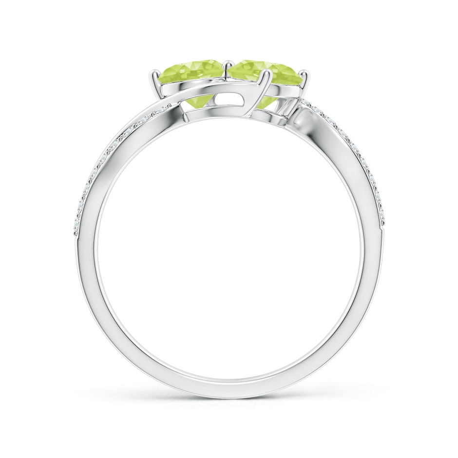 5mm A Round Peridot Two Stone Bypass Ring with Diamonds in S999 Silver side-1