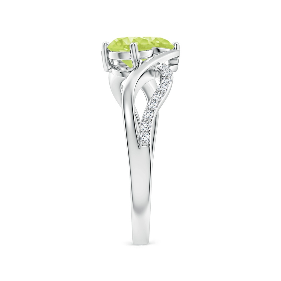5mm A Round Peridot Two Stone Bypass Ring with Diamonds in S999 Silver side-2