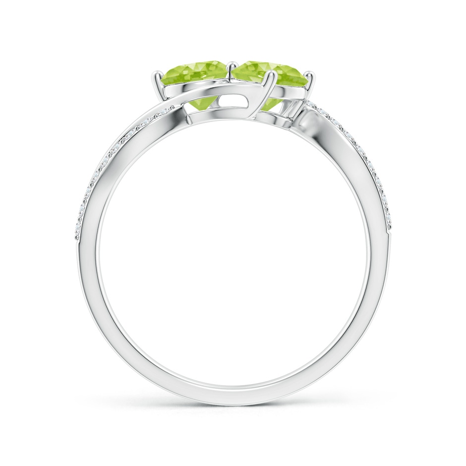 5mm AA Round Peridot Two Stone Bypass Ring with Diamonds in S999 Silver side-1