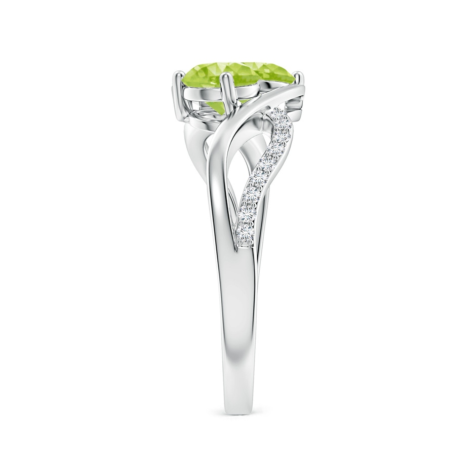 5mm AA Round Peridot Two Stone Bypass Ring with Diamonds in S999 Silver side-2