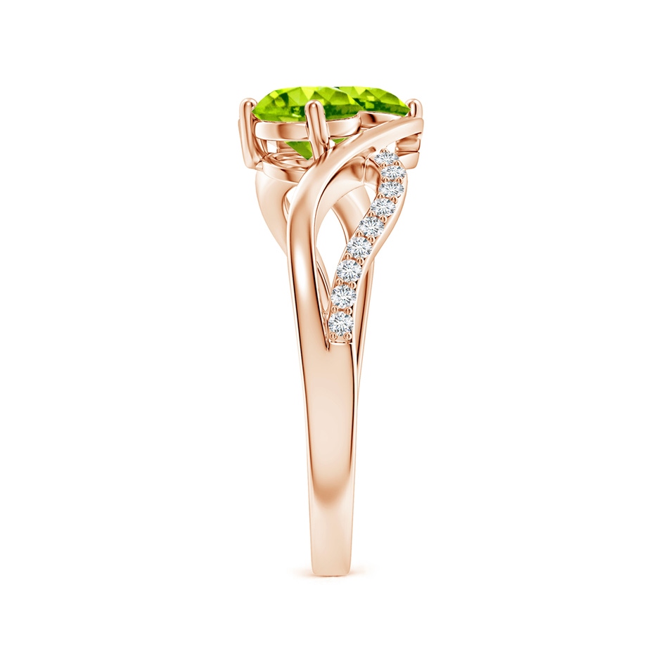 5mm AAA Round Peridot Two Stone Bypass Ring with Diamonds in Rose Gold side-2