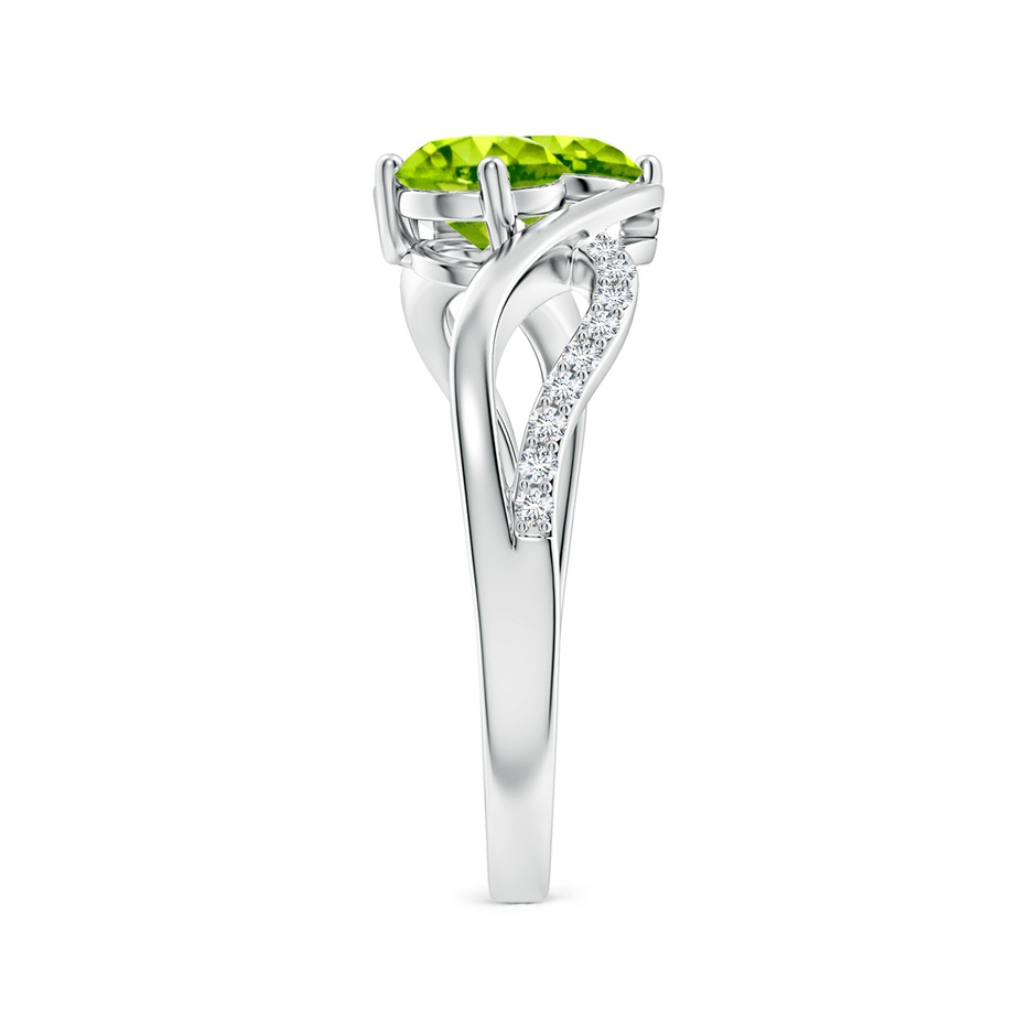 5mm AAA Round Peridot Two Stone Bypass Ring with Diamonds in White Gold side-2