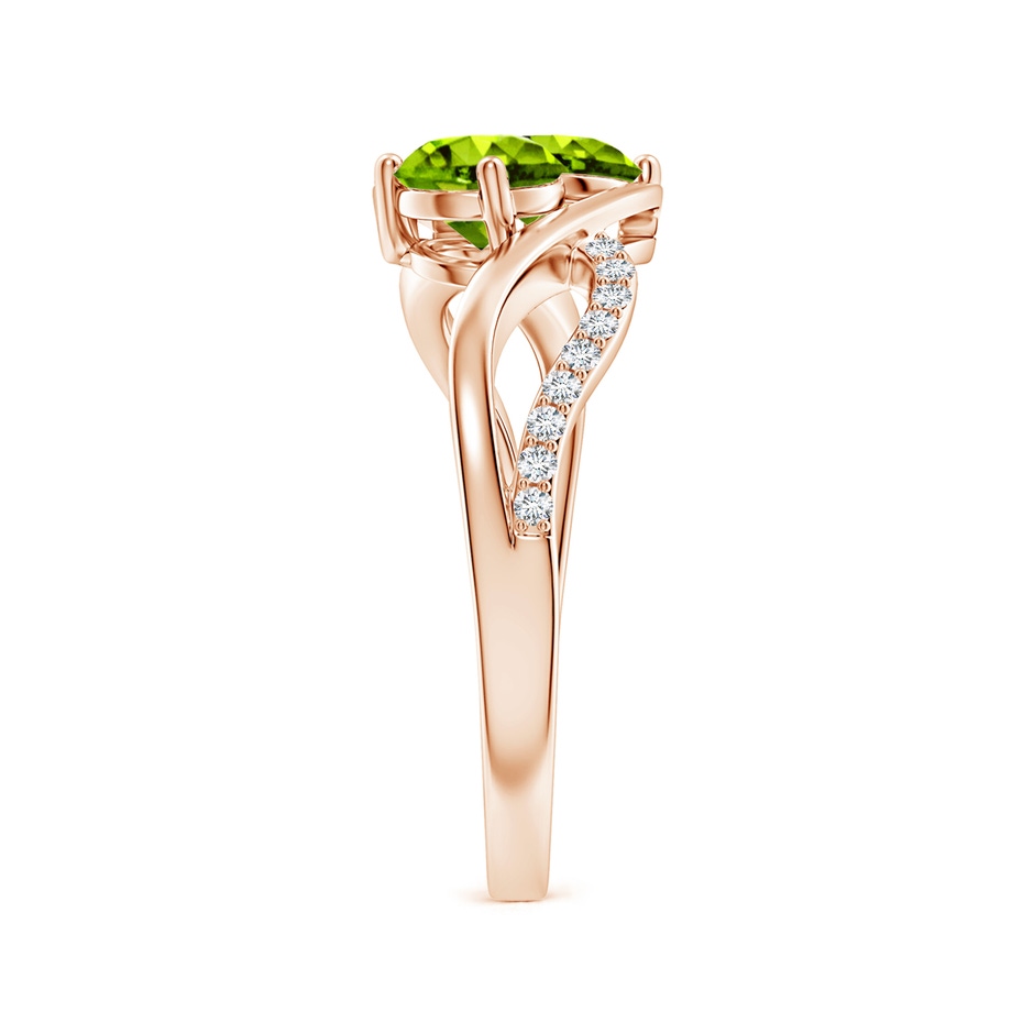 5mm AAAA Round Peridot Two Stone Bypass Ring with Diamonds in Rose Gold side-2