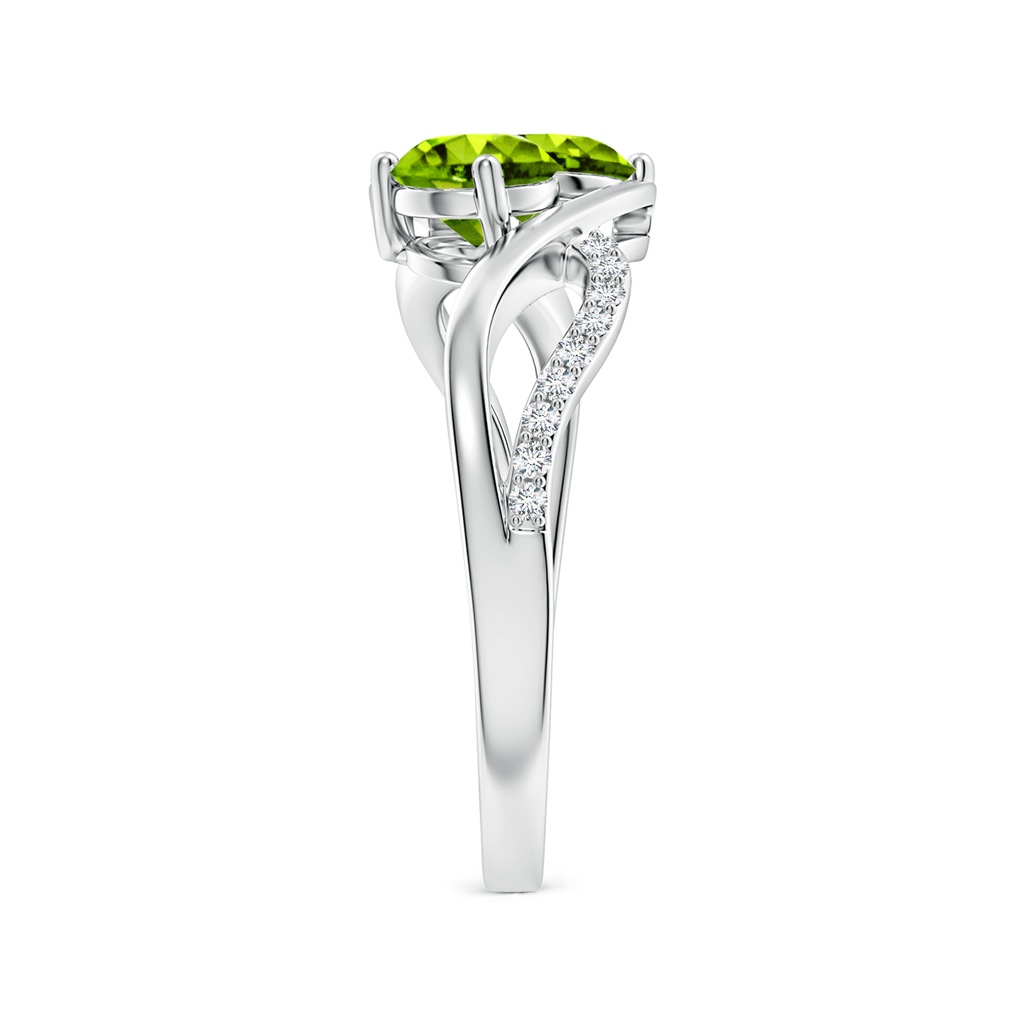 5mm AAAA Round Peridot Two Stone Bypass Ring with Diamonds in White Gold Side-2