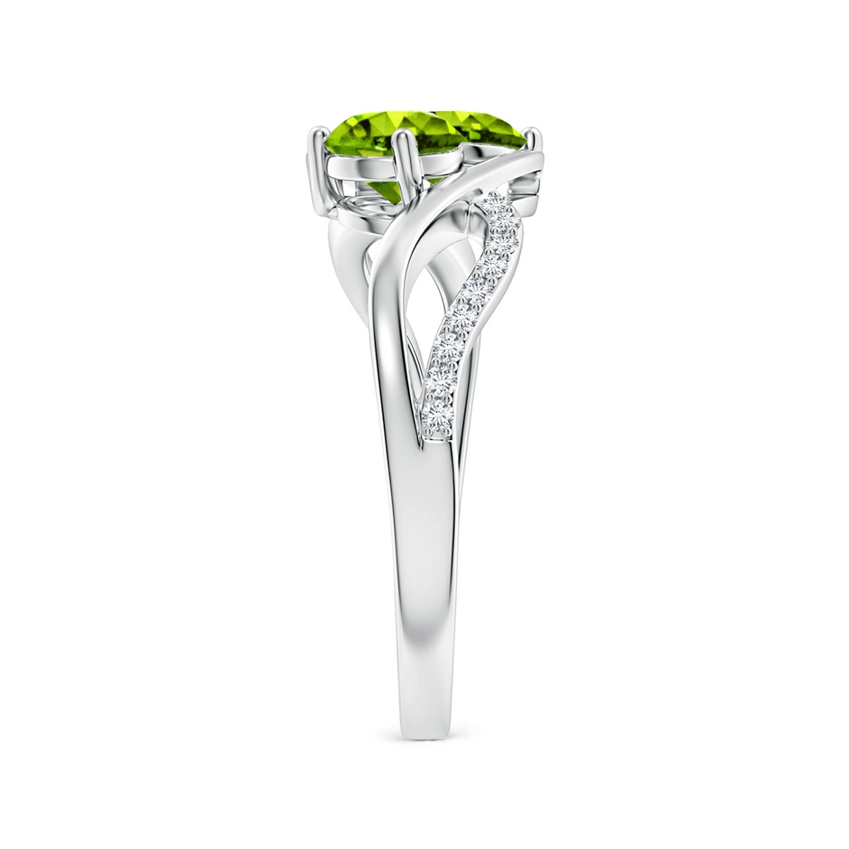 5mm AAAA Round Peridot Two Stone Bypass Ring with Diamonds in White Gold side-2