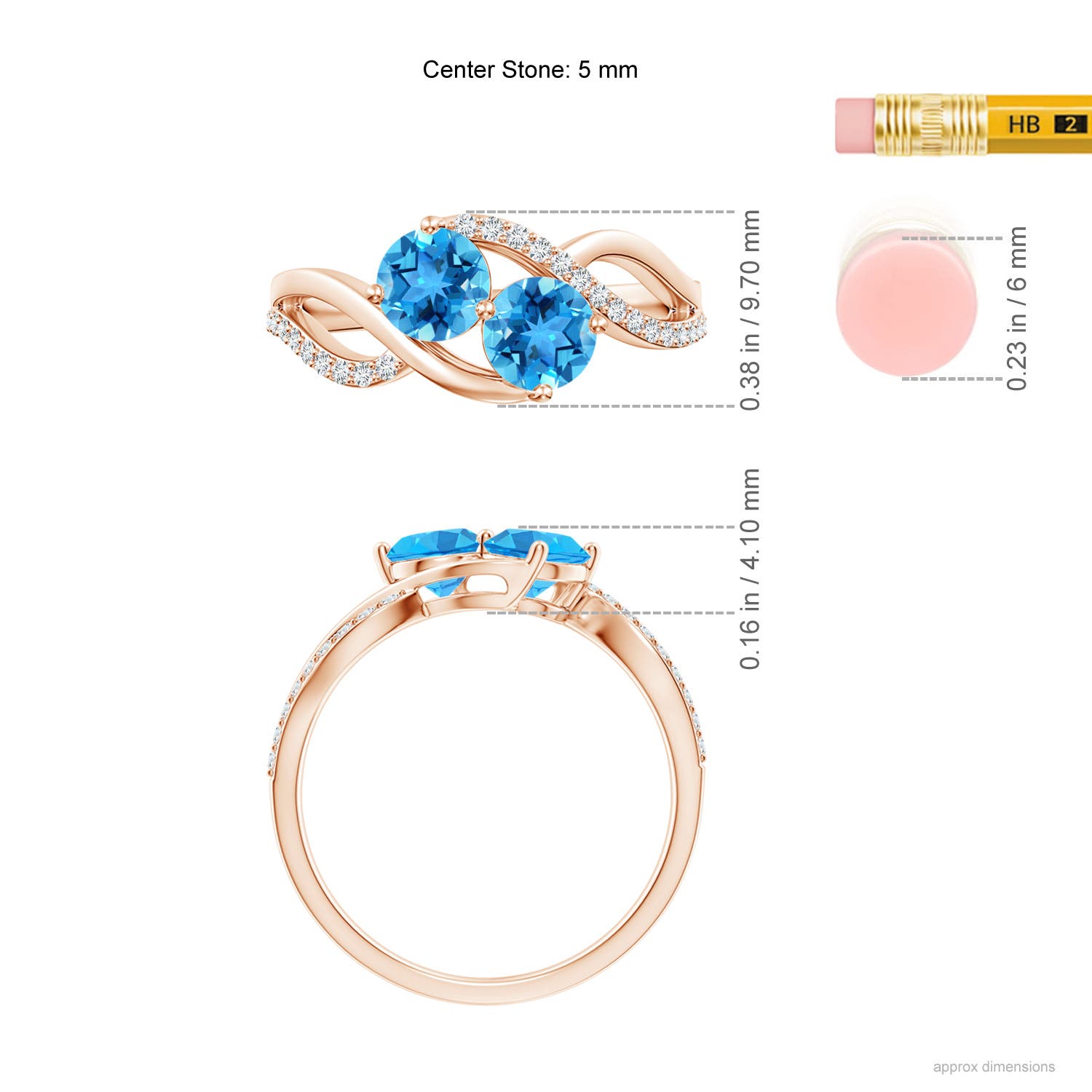 AAA - Swiss Blue Topaz / 1.34 CT / 14 KT Rose Gold