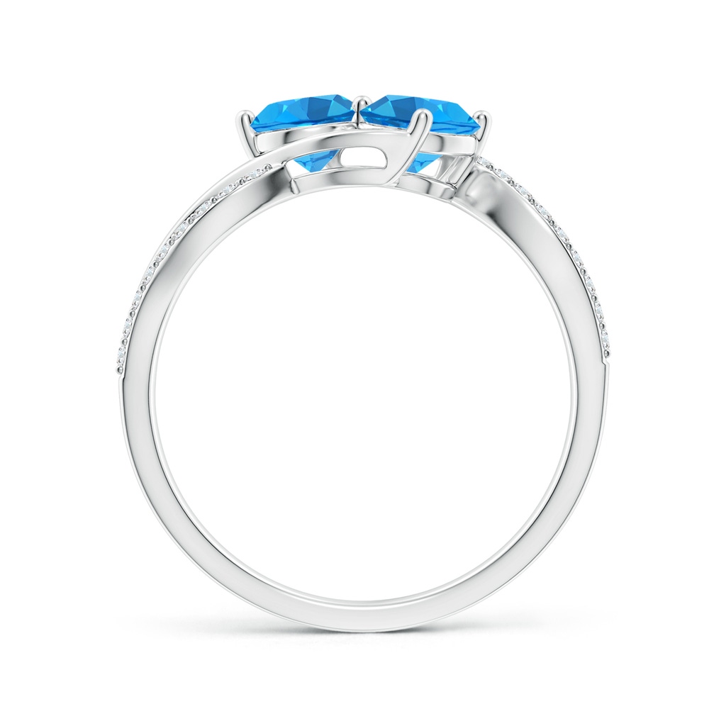 5mm AAAA Round Swiss Blue Topaz Two Stone Bypass Ring with Diamonds in White Gold - side_1