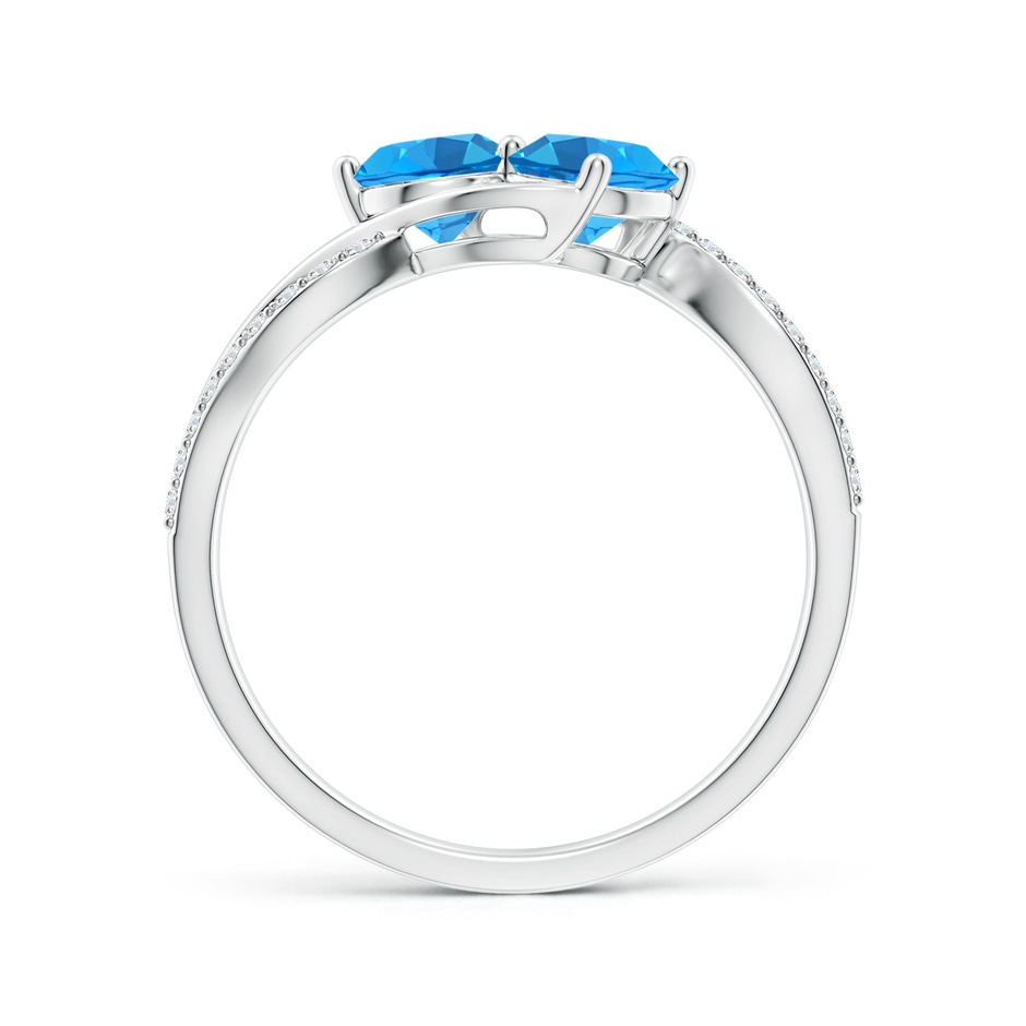 5mm AAAA Round Swiss Blue Topaz Two Stone Bypass Ring with Diamonds in White Gold side-1