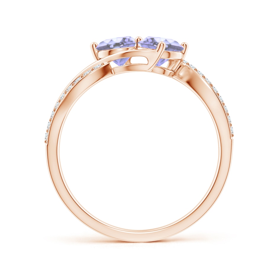 5mm A Round Tanzanite Two Stone Bypass Ring with Diamonds in Rose Gold side-1
