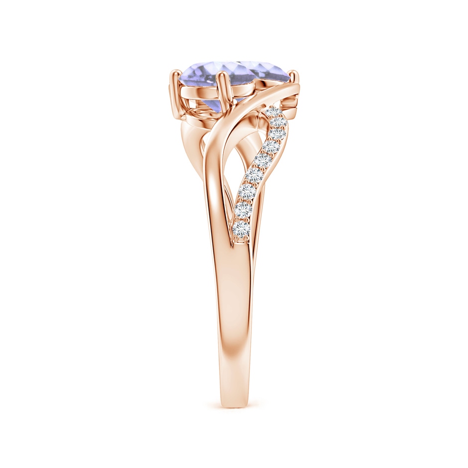 5mm A Round Tanzanite Two Stone Bypass Ring with Diamonds in Rose Gold side-2