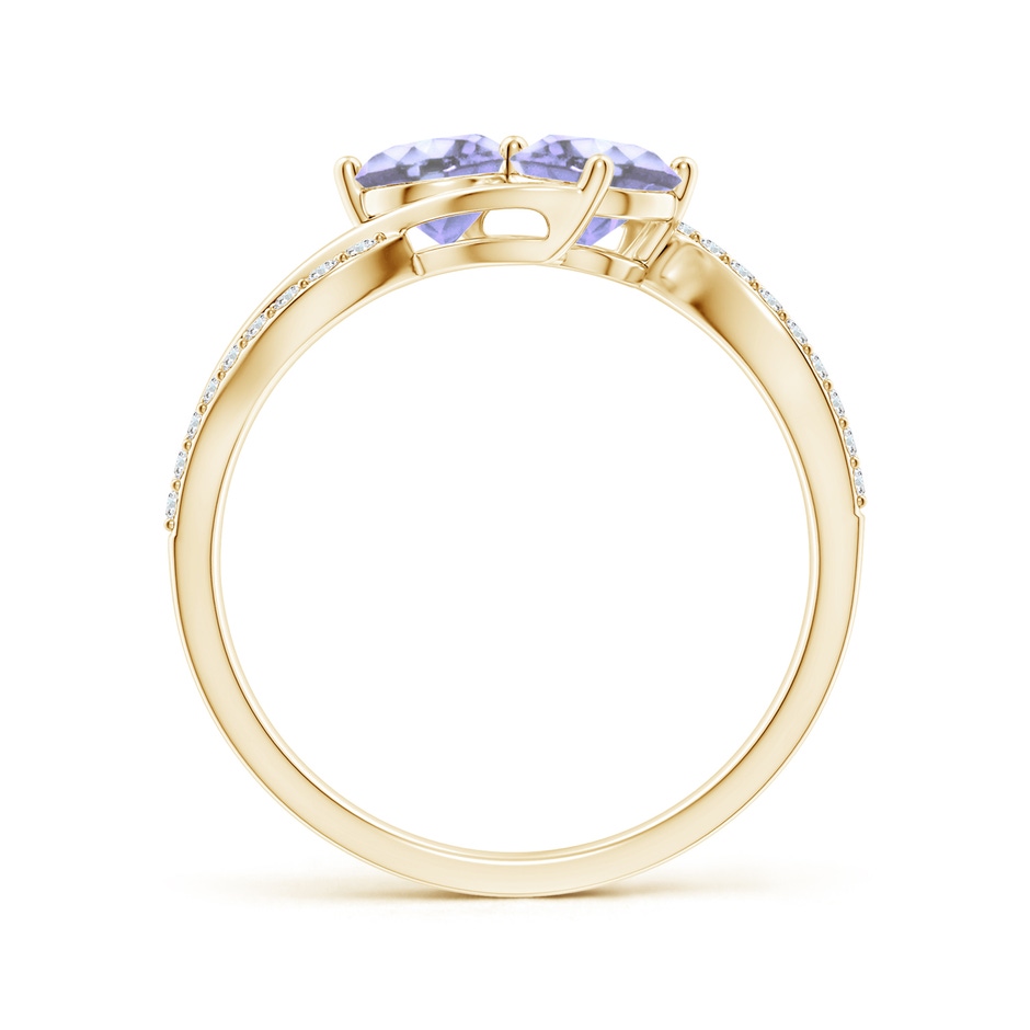 5mm A Round Tanzanite Two Stone Bypass Ring with Diamonds in Yellow Gold side-1