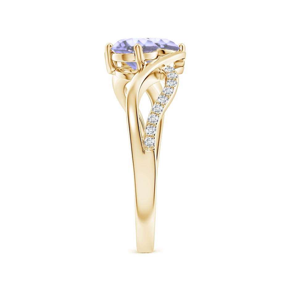 5mm A Round Tanzanite Two Stone Bypass Ring with Diamonds in Yellow Gold side-2