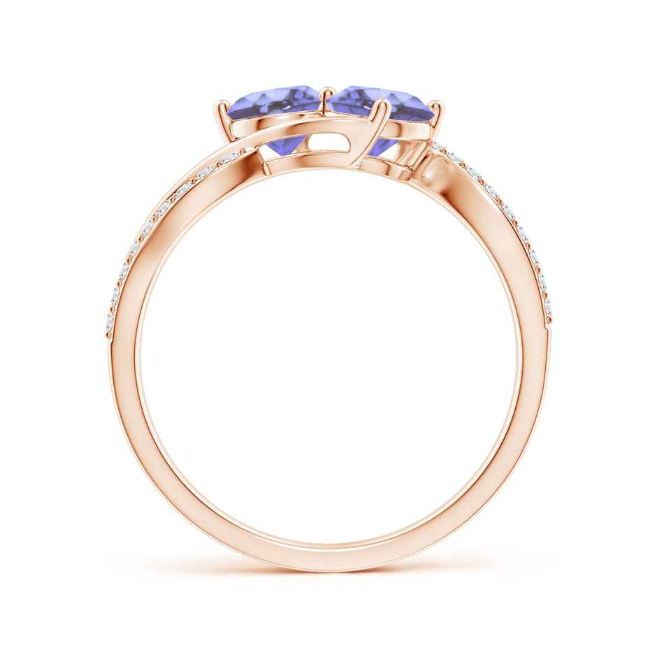 5mm AA Round Tanzanite Two Stone Bypass Ring with Diamonds in Rose Gold side-1