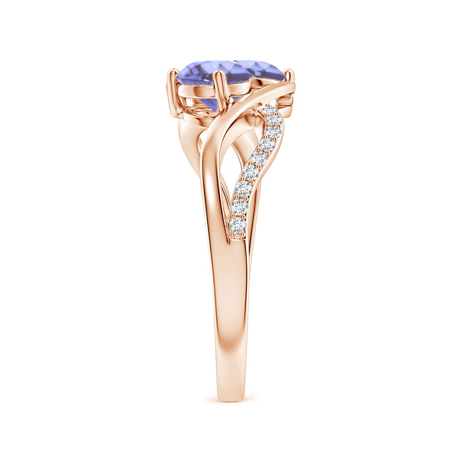 5mm AA Round Tanzanite Two Stone Bypass Ring with Diamonds in Rose Gold side-2