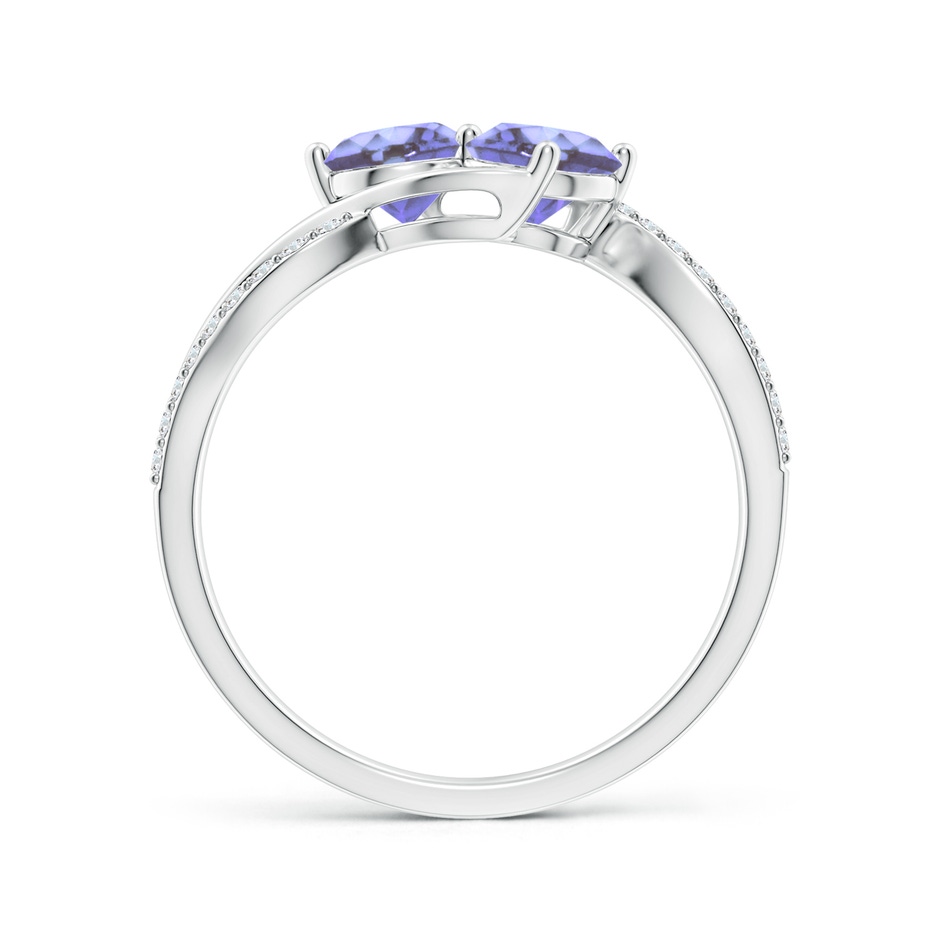 5mm AA Round Tanzanite Two Stone Bypass Ring with Diamonds in S999 Silver side-1