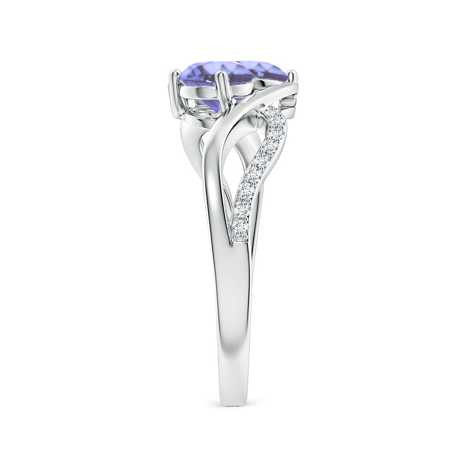 5mm AA Round Tanzanite Two Stone Bypass Ring with Diamonds in S999 Silver side-2